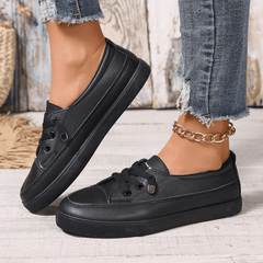 Białe płaskie buty dla kobiet - oddychająca miękka wkładka