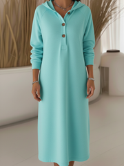 Damska luźna bluza z kapturem i guzikami