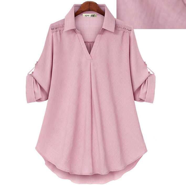 🌸🌿Moda uliczna V-ring dla kvinnor casual, luźna, wygodna koszula⭐
