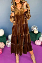 Damska sukienka w jednolitym kolorze z dekoltem w kształcie litery V