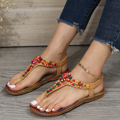 Eleganckie kobiety-chicki z płaski sandały nonestone