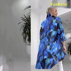 【🎉50% zniżki tylko raz🎉】👉Modna, drukowana sukienka koszulowa z dekoltem w kształcie litery V i kołnierzykiem z klapami