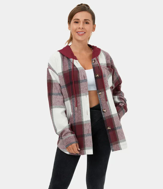 Bluza z kapturem i sznurkiem Sidoficka polarowa kurtka w kratę Casual Jacka