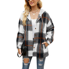 Bluza z kapturem i sznurkiem Sidoficka polarowa kurtka w kratę Casual Jacka