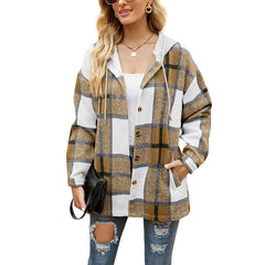 Bluza z kapturem i sznurkiem Sidoficka polarowa kurtka w kratę Casual Jacka