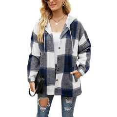 Bluza z kapturem i sznurkiem Sidoficka polarowa kurtka w kratę Casual Jacka