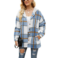Bluza z kapturem i sznurkiem Sidoficka polarowa kurtka w kratę Casual Jacka