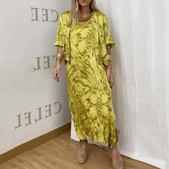 🦋Dwuczęściowy zestaw damskich sukienek na jesień w stylu casual, z nadrukiem