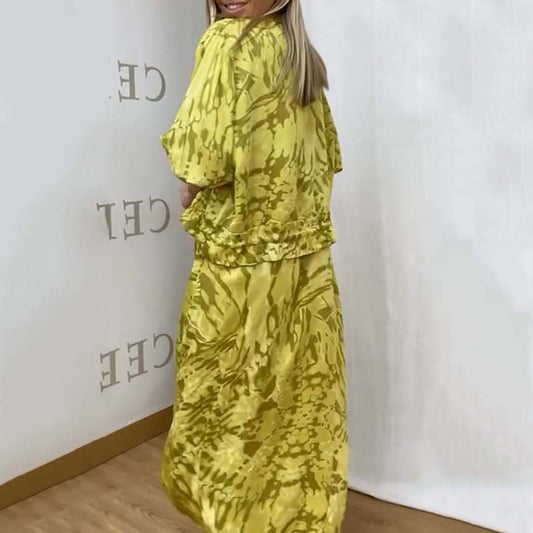 🦋Dwuczęściowy zestaw damskich sukienek na jesień w stylu casual, z nadrukiem