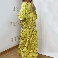 🦋Dwuczęściowy zestaw damskich sukienek na jesień w stylu casual, z nadrukiem