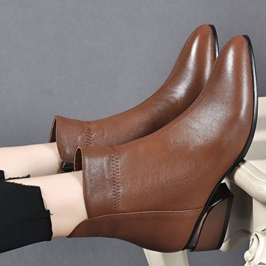 Damskie botki typu Western na obcasie ze skóry PU