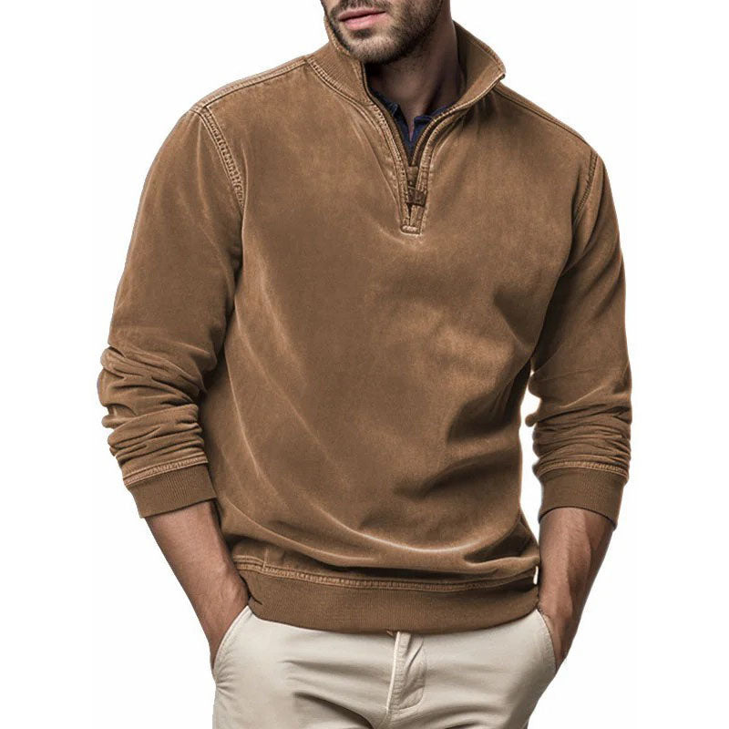 M-4XL🔥Stand-up męska bluza z kapturem w stylu vintage z zamkiem błyskawicznym