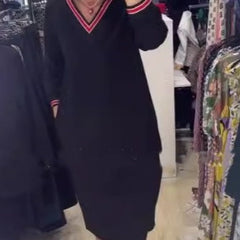 💖Damska sukienka z dzianiny z dekoltem w serek