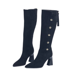 ❄️Winter Specials❄️ Pointed Toe Chunky Heel Warm Long Boots