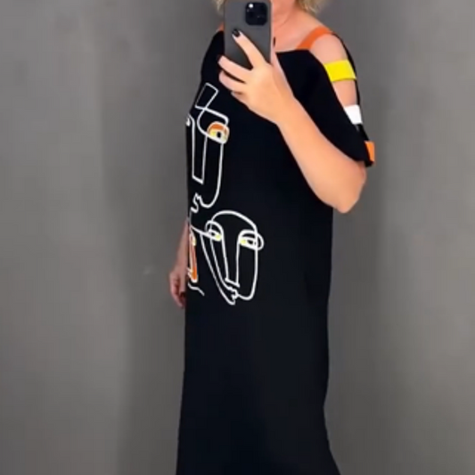 🍂Modna damska sukienka z krótkim rękawem z nadrukiem