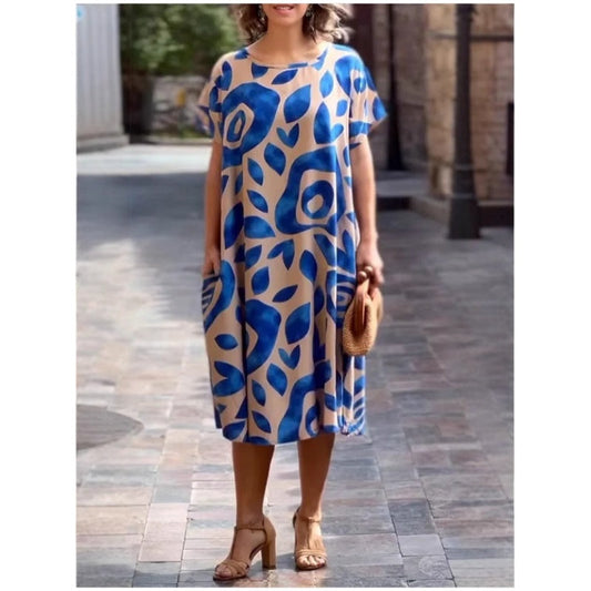 Elegancja płynów: lekkość w każdym ruchu 🌸👗 2025 Nowa drukowana okrągła sukienka