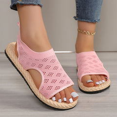 Kobiety z siatki damskiej, płaskie sandały z otwartym nosem