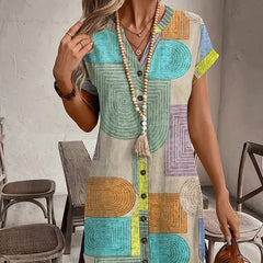 🌺【 S-2xl】 Kolorowa sukienka z nadrukiem