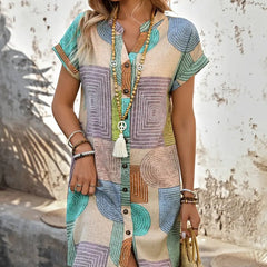 🌺【 S-2xl】 Kolorowa sukienka z nadrukiem