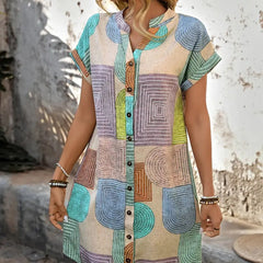 🌺【 S-2xl】 Kolorowa sukienka z nadrukiem