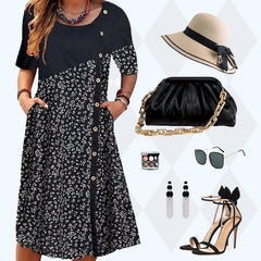 💃 Vintage elegancja, nowoczesny komfort - przynosząc swobodnie 🌸 Vintage drukowaną bawełnę z patchworkiem dla kobiet