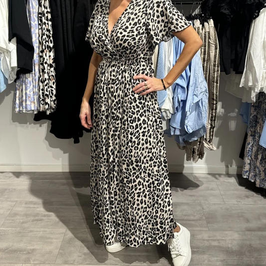 Damska moda lampart maxi sukienka maxi