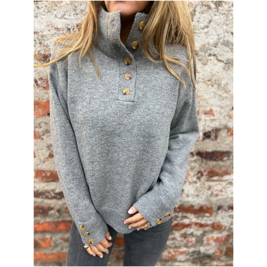 ⏳ SPécial z ograniczonym czasem ⏰ Pull w jednolitym kolorze i guzikach dla kobiet