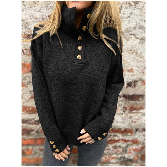 ⏳ SPécial z ograniczonym czasem ⏰ Pull w jednolitym kolorze i guzikach dla kobiet