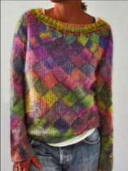 🧣 Pulover z dolgimi rokavi in okroglim izrezom v obliki diamanta