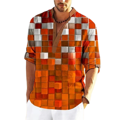 Kolorowa koszula ze stójką i nadrukiem 3D👕