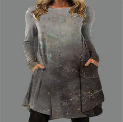 💖S-5XL Stroje wyjściowe dla kobiet Casual Fashion Sukienka z nadrukiem Okrągły dekolt Sukienka z długim rękawem Sukienki jesienne