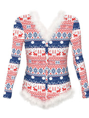 Damski kombinezon w stylu retro, z nadrukiem świątecznym, do noszenia na co dzień